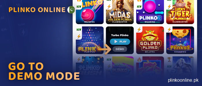 Click on the demo game button to start Plinko online
