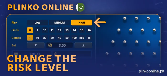 Determine the level of risk in the Plinko game