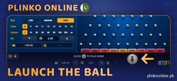 Make a bid in plinko by clicking on the button
