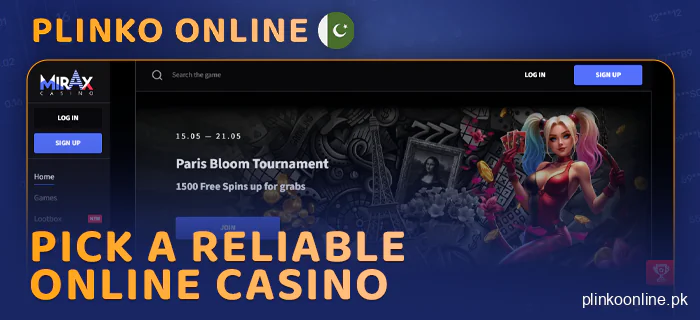 Decide on an online casino to play Plinko online